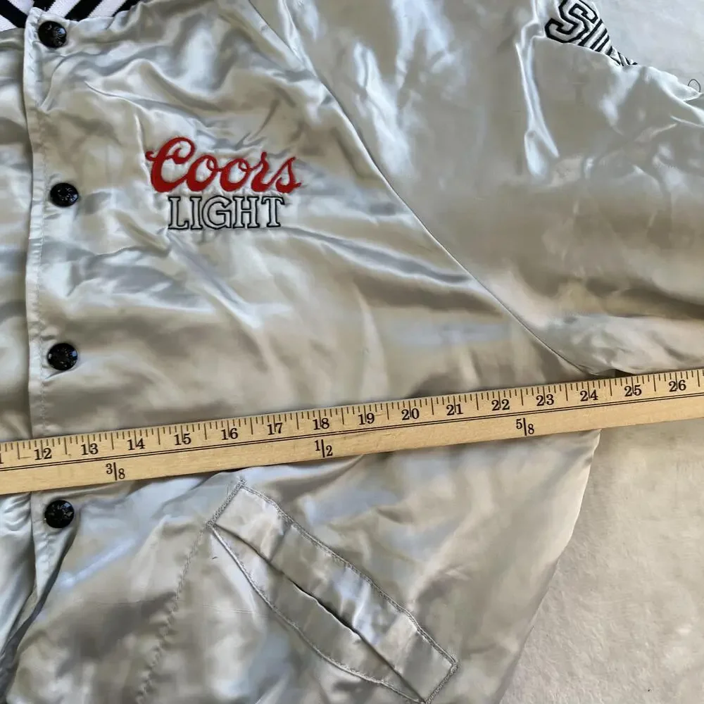 Vintage Coors Light Jacket Mens Large Silver Bomber Silver Bullet King Louie